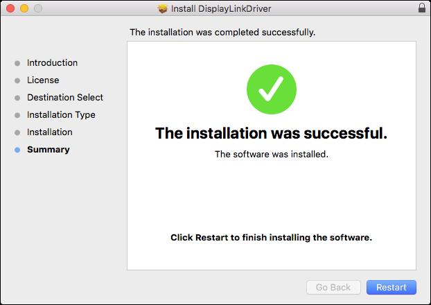When the installation process is complete, click Restart to finish