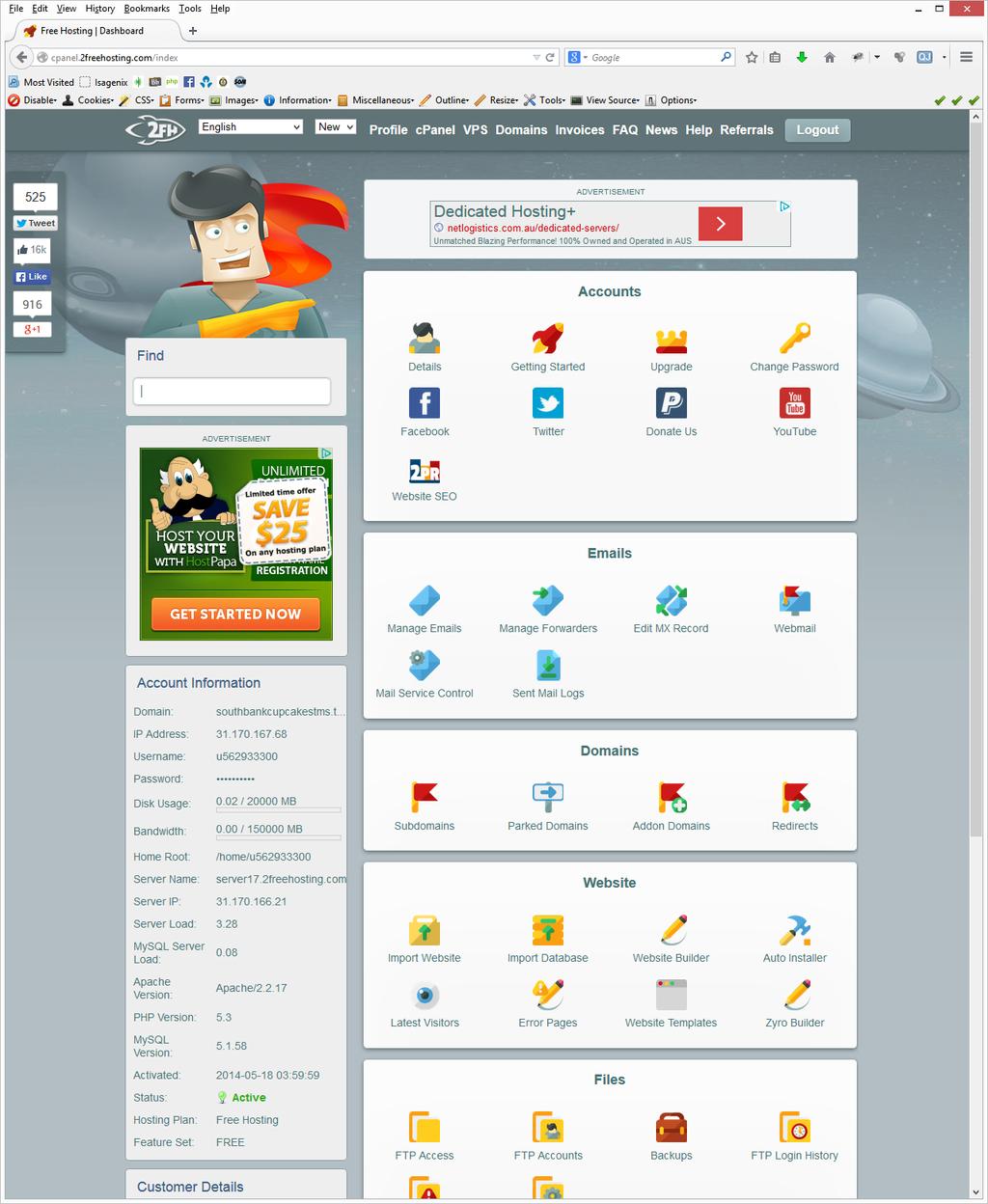 5. The cpanel is the Control Panel that allows you to manage
