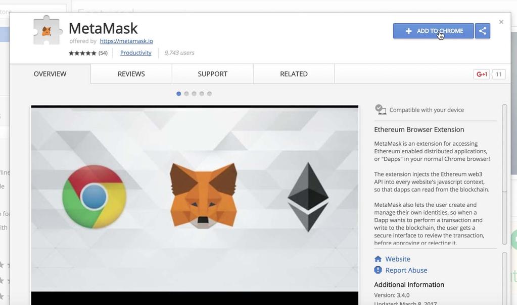 Creating New Account 1 : Install MetaMask in your browser.