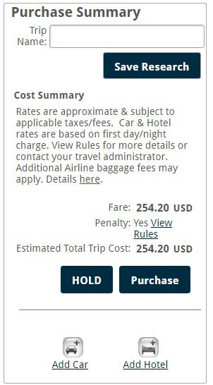 BOOK A TRIP (continued) Include Car and/or Include Hotel option: The Car Availability page will now open.