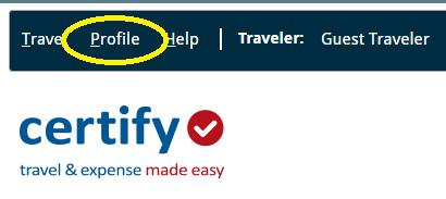 Guest Traveler should now appear in the Traveler section within the Main Menu header on the top of your home page.