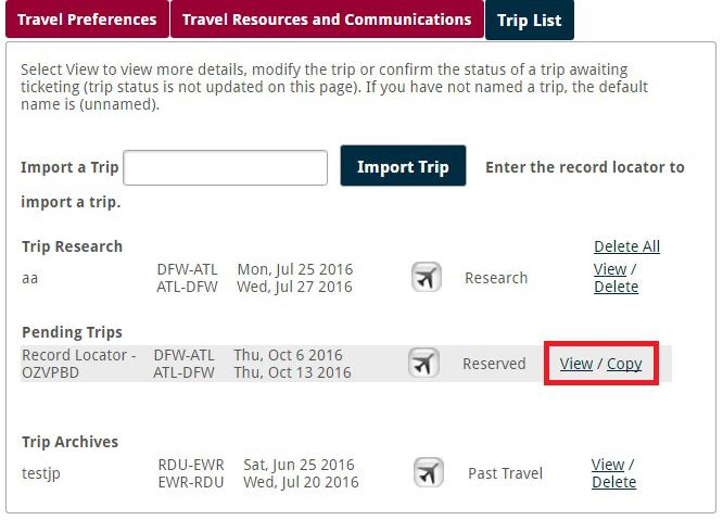 ACCESS A TRIP Once logged in, hover over Travel from the Main Menu on the top of your home page.