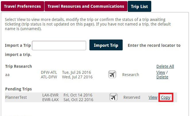 COPY A TRIP Once logged in, hover over Travel from the Main Menu on the top of your home page.