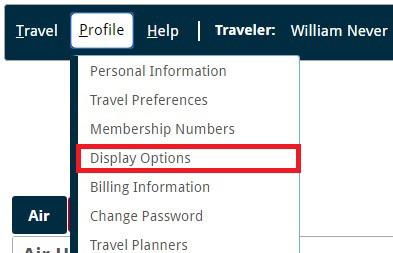 DISPLAY OPTIONS To change your display options, hover over Profile from the Main Menu on the top of your home page. Select Display Options in the drop-down list. The Display Options page will open.