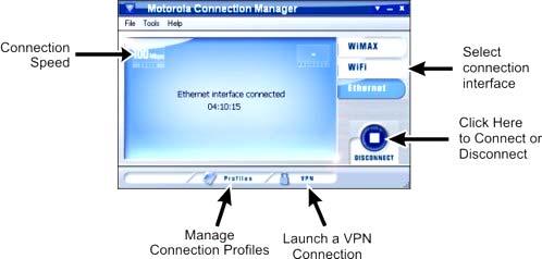 The main interface for establishing Ethernet-based connections is shown below.