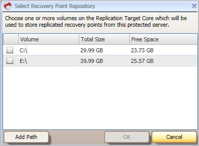 Chapter Four: How To... Figure 62 - Select Target Core Dialog Select Only replicate the most recent recovery point chain to move the most recent recovery point chain only.