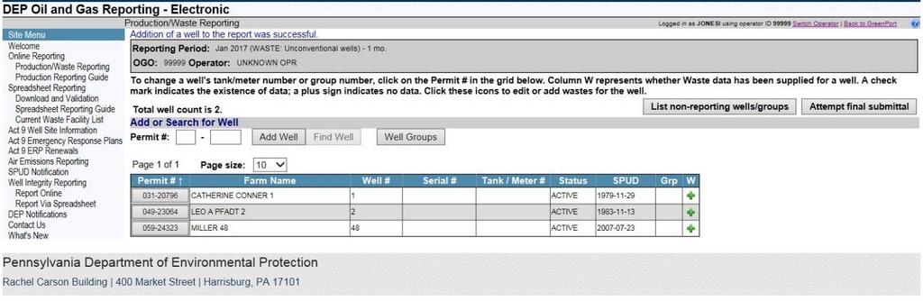 Grouping Wells for Online Reporting 1.