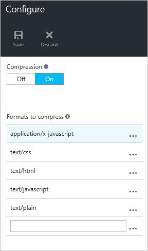 profile. Navigate to your endpoint in the Azure portal and click the Configure button. Verify compression is enabled.