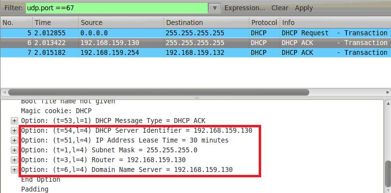 If the DHCP ACK from the genuine DHCP Server reaches the victim ahead of the ACK from the MITM attacker (as shown in the screenshot below), then we need to continue steps 9 through 13 again.