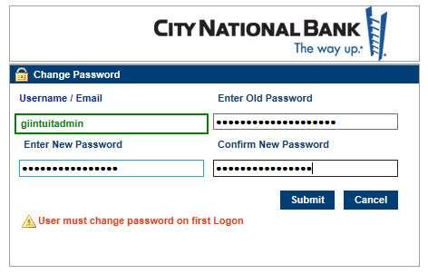 Entered Username / Email ID: Displays the entered user name and/or email id. Enter Old Password: Enter the old password. Enter New Password: Enter the new password.