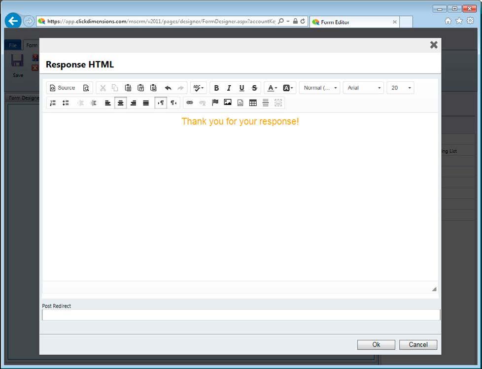 Creating Forms Confirmation Text and Actions Confirmation Text Actions In the top menu, select "Confirmation Text".