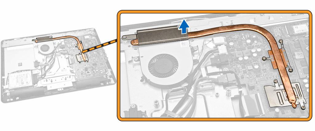 4. Remove the heatsink assembly from the system board. Installing the Heatsink Assembly 1. Install the heatsink assembly and tighten the screws to secure it to the system board. 2. Install: a.