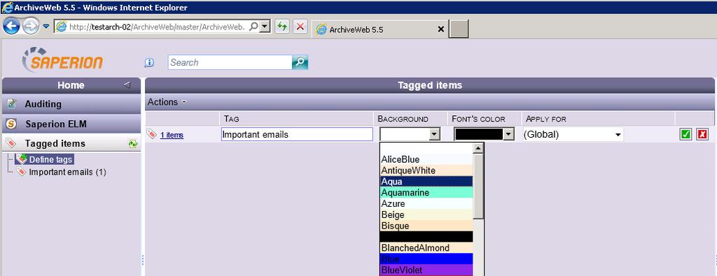 When finished, click [OK]. Fig. 5 4: Background colors 4. Click the "Defined tags" node to display the list of all pre-defined tags in the main pane.