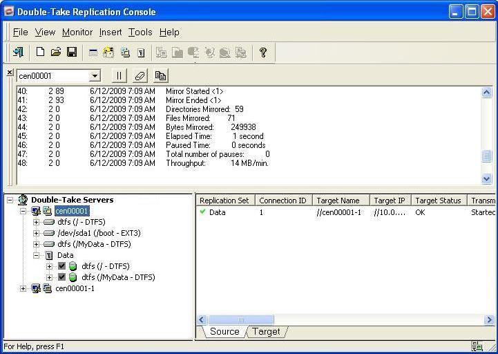 Viewing the Double-Take log file through the Replication Console In addition to the statistics and status shown in the Replication Console, you can also open a message window to view the Double-Take