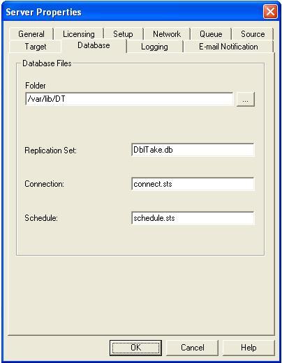 Specifying the Double-Take database storage files 1. Right-click a server on the left pane of the Replication Console. 2. Select Properties 3. Select the Database tab. 4.