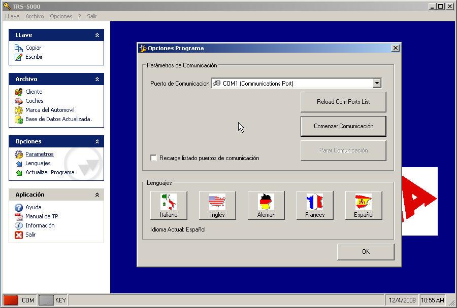 2.6 Before closing the TRS-5000 PC software, make sure you have closed the communications port (on the OPTIONS menu,