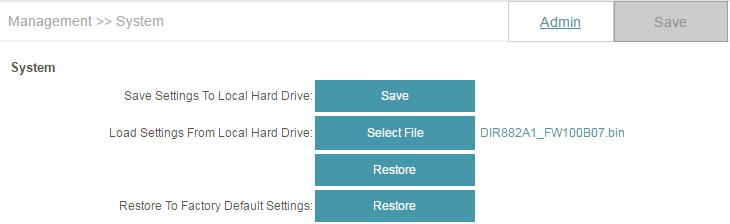 Step 4: To restore your configuration, click the Select File button and select your