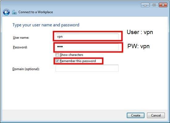 Step 6: Type your username and password you set