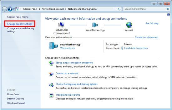 Step 8: Go to "Network and Sharing Center" and click