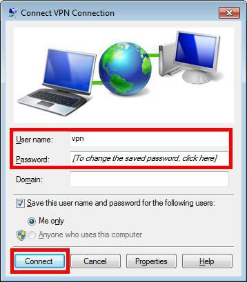 Step 11: Connect to the VPN Server: Double-click the created VPN connection setting, the below screen will appear.