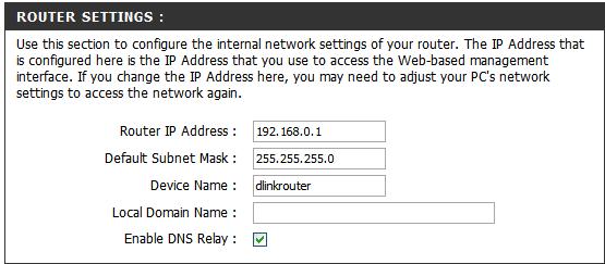 2.168.0.1. If you change the IP address, once you click Apply, you will need to enter the new IP address in your browser to get back into the configuration utility. Enter the Subnet Mask.