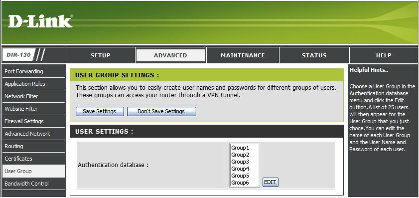 User Groups This section is used to configure Certificates that are used with an IPSec based VPN. You can configure local certificates and the certificates of remote peers.