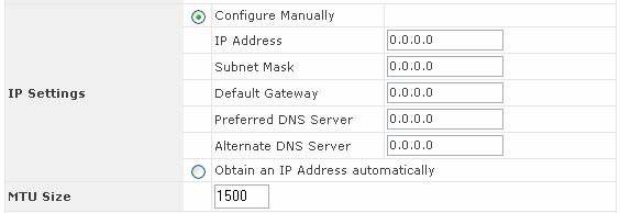 IP Settings: The IP address can be obtained automatically or configured manually.