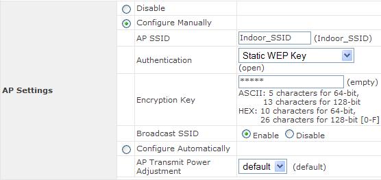 Static WEP Key Authentication Configuration WPA/WPA2-Personal For WPA/WPA2-Personal Authentication Mode, an Encryption Key, of at least 8 characters, is required.