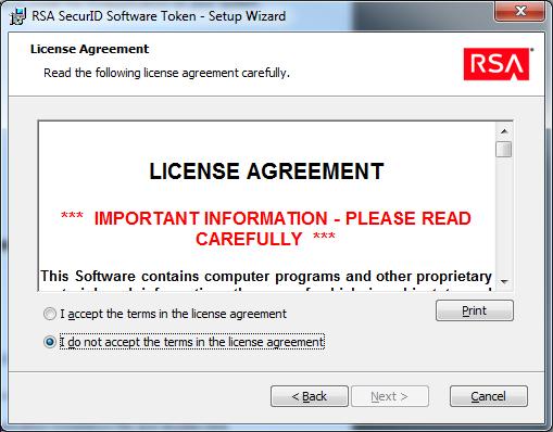 Install the RSA Desktop Application 4. On the Place of Purchase screen, select the region where your company ordered the software, and click Next. 5.