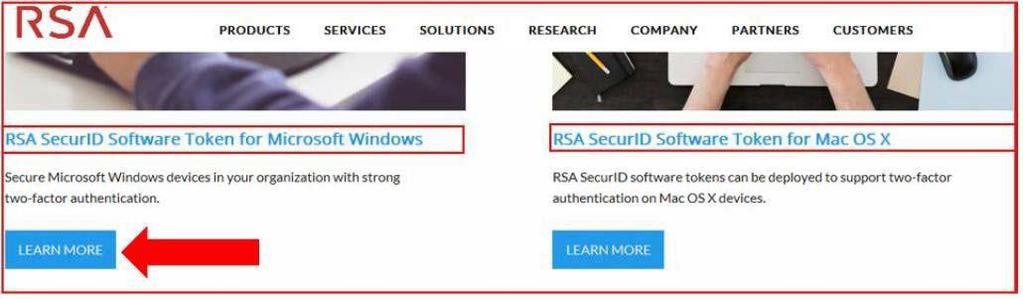 Note that the menu below provides links to various download based on the Operating System being used. 3. Click on the Microsoft Windows or Mac OS X option. RSA offers both a 32-bit (5.