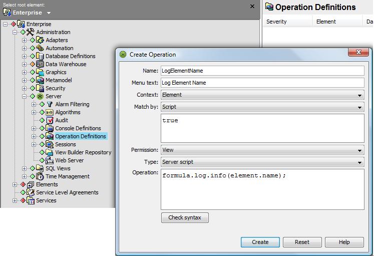 7.5.5 Performing Operations Center Server-Side Operations from Right-Click Menus Server-side operations defined in Operations Center can be added to portlet right-click context menus.