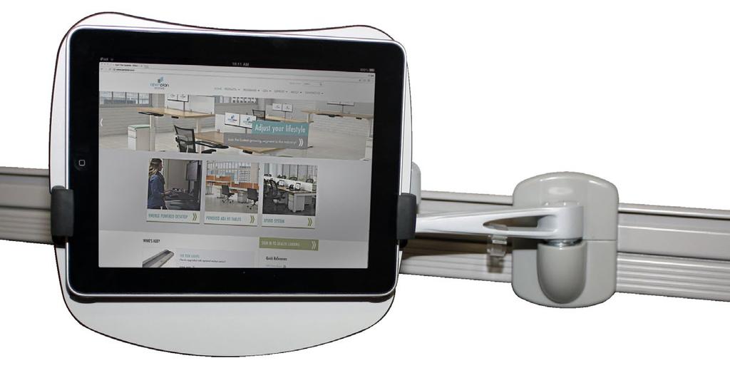 TABLET ARM Mount your tablet to one of our tool rail bars using our