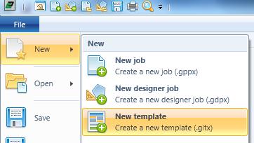 New Template Start a new template by clicking New template in either the: Start menu Quick access