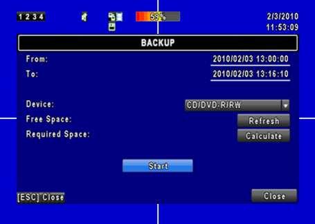 5.2 Backup Setup User can back-up any segment of recorded data in a specified time frame using USB, CD, or DVD-R/RW. To do so, for example using an USB, connect a USB flash driver to the DVR.