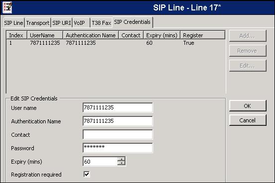 SIP Credentials must be created for the Digest Authentication scheme used by AT&T for the SIP trunk registration and the authentication of calls made from the enterprise to the PSTN.
