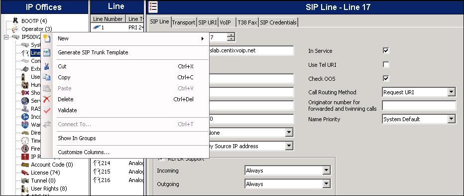 To create a SIP Line Template from the configuration, on the left Navigation Pane,