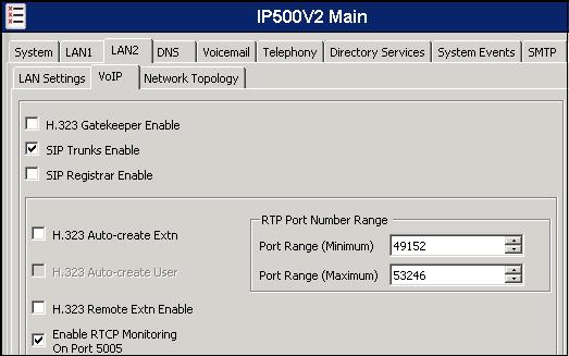 To access the LAN2 settings, first navigate to System (1) IP500V2 Main in the Navigation and Group panes and then navigate to the LAN2 LAN Settings tab in the Details pane.