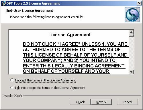 3. Accept the license agreement and