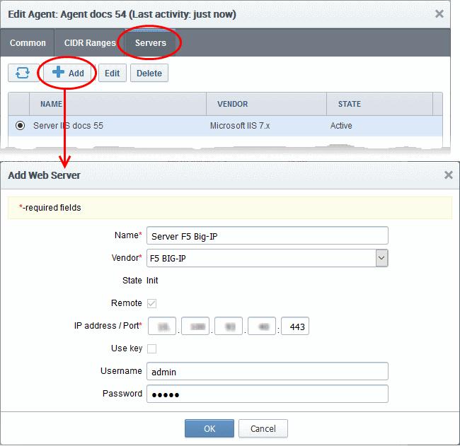 Add Web Servers - Table of Parameters Field Name Type Description Name String Enter the host name of the server. Vendor Drop-down Select the web-server type.
