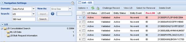 Challenging an LEI Record Any user can challenge an LEI record if they believe that the details submitted are incorrect.