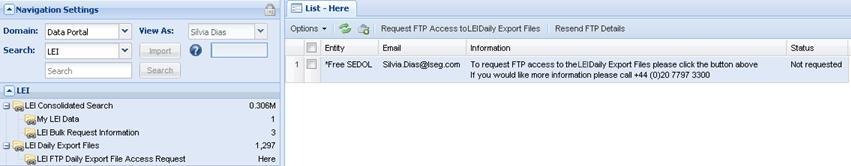FTP Accessibility If you want to download the daily data files via FTP then these files can be made available on request. 1. Expand the LEI Daily Export Files folder.
