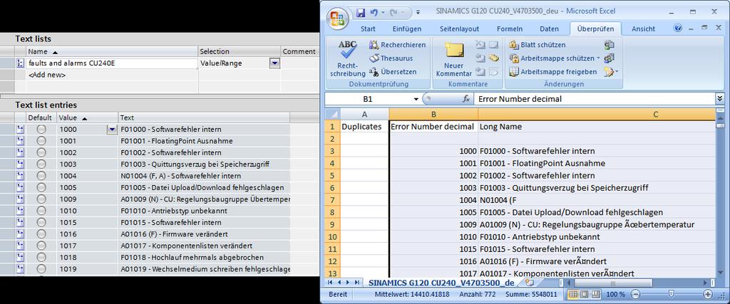 5 Configuration and Project Engineering: PLC 5.6 Generating a text list with the SINAMICS XML Parser 5.