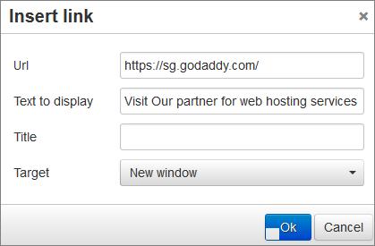 Membuat pautan ke luar domain Pautan keluar bermaksud, anda membuat hyperlink ke laman web yang lain misalnya di dalam artikel anda mahu merujuk maklumat tambahan yang ada di laman web yang lain