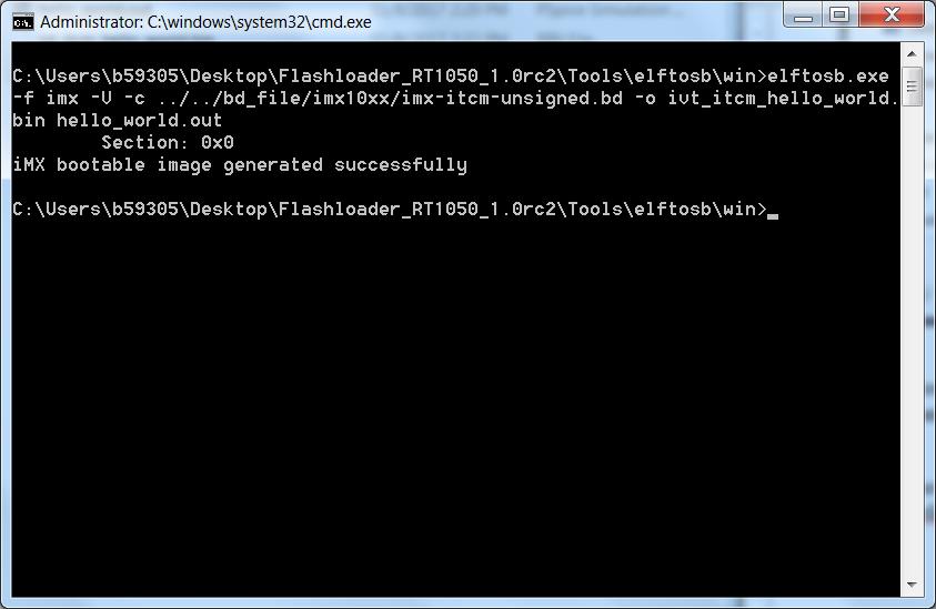 Figure 25. Generate i.mx Bootable image After above command, two bootable images are generated: ivt_itcm_hello_world.bin ivt_itcm_hello_world_nopadding.bin ivt_flexspi_nor_hello_world.