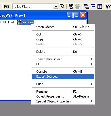 Figure 7 Right click on the object and select Export Sources.
