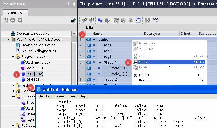 Figure 15 f) Save the file as "DBxxx.tia", where xxx=number of DB. NOTE: saving text file with Notepad with extension ".