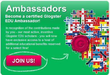 The Glogster EDU Ambassadors access is located on Homepage of Glogster EDU. The Glogster EDU Ambassadors access is located on the Homepage of Glogster EDU.