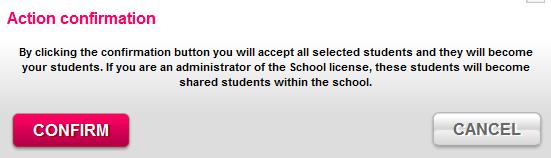 By clicking the Accept or decline link located in the message, the administrator will have access to the Student transfer menu.