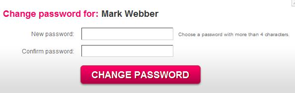 Enter the New Password and Confirm password fields, and confirm by clicking the Change password button.