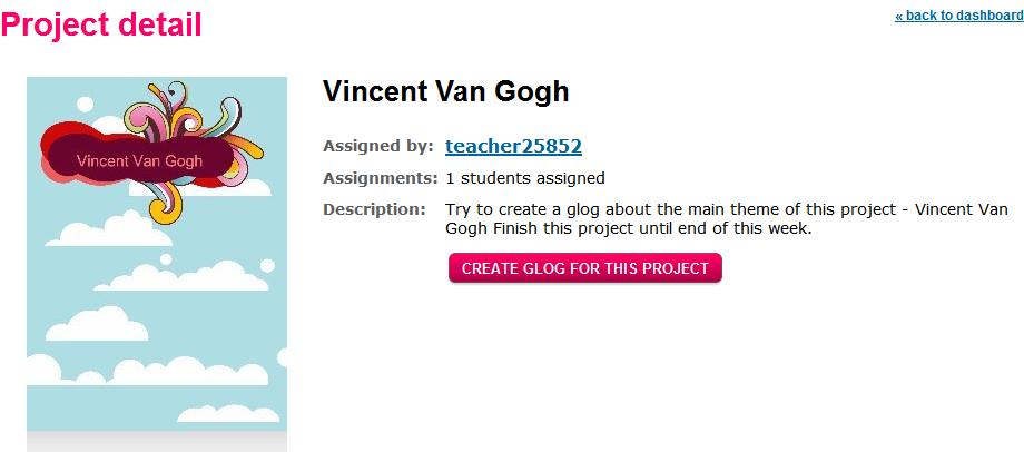 When students click the Create Glog for this project button, the student will access the Glog creation menu.